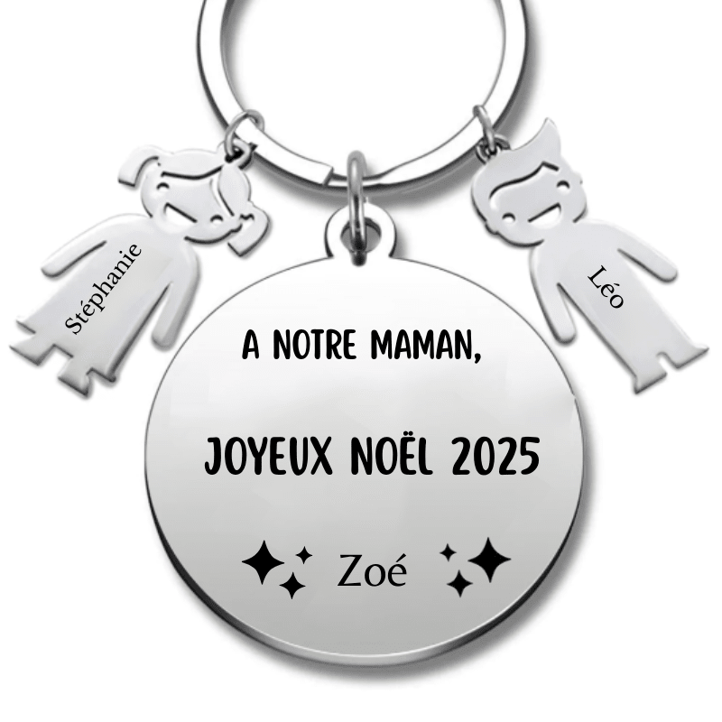 Porte Clé Maman Personnalisé "Joyeux Noël Maman" - Les Bijoux de Marilou
