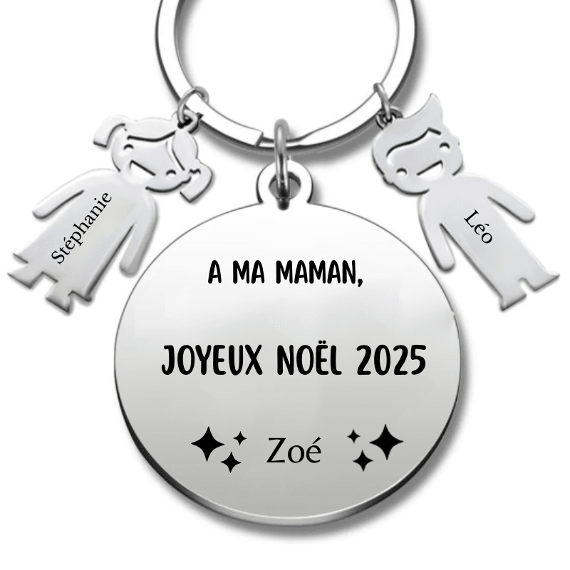 Porte Clé Maman Personnalisé "Joyeux Noël Maman" - Les Bijoux de Marilou