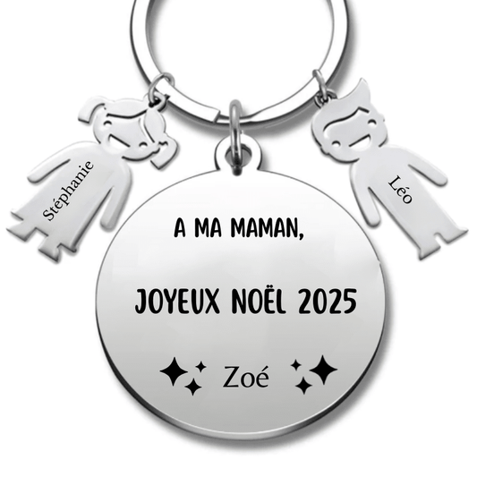 Porte Clé Maman Personnalisé "Joyeux Noël Maman" - Les Bijoux de Marilou