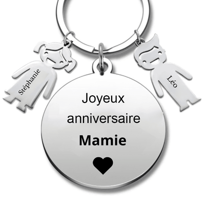 Porte-clé personnalisé Mamie : Cadeau Anniversaire Grand-Mère