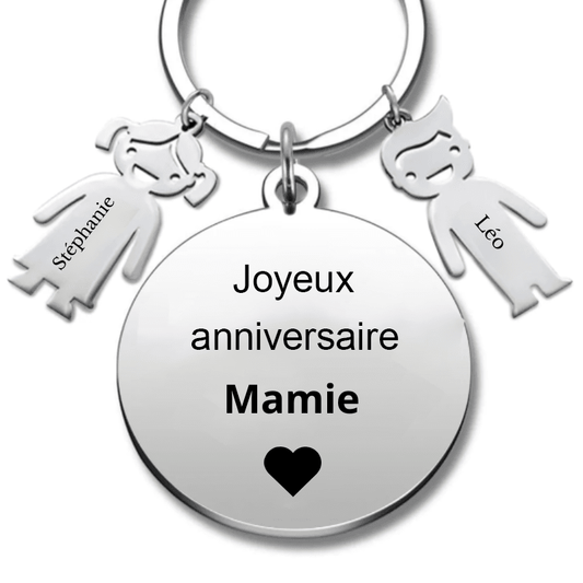 Porte-clé personnalisé Mamie : Cadeau Anniversaire Grand-Mère - Les Bijoux de Marilou