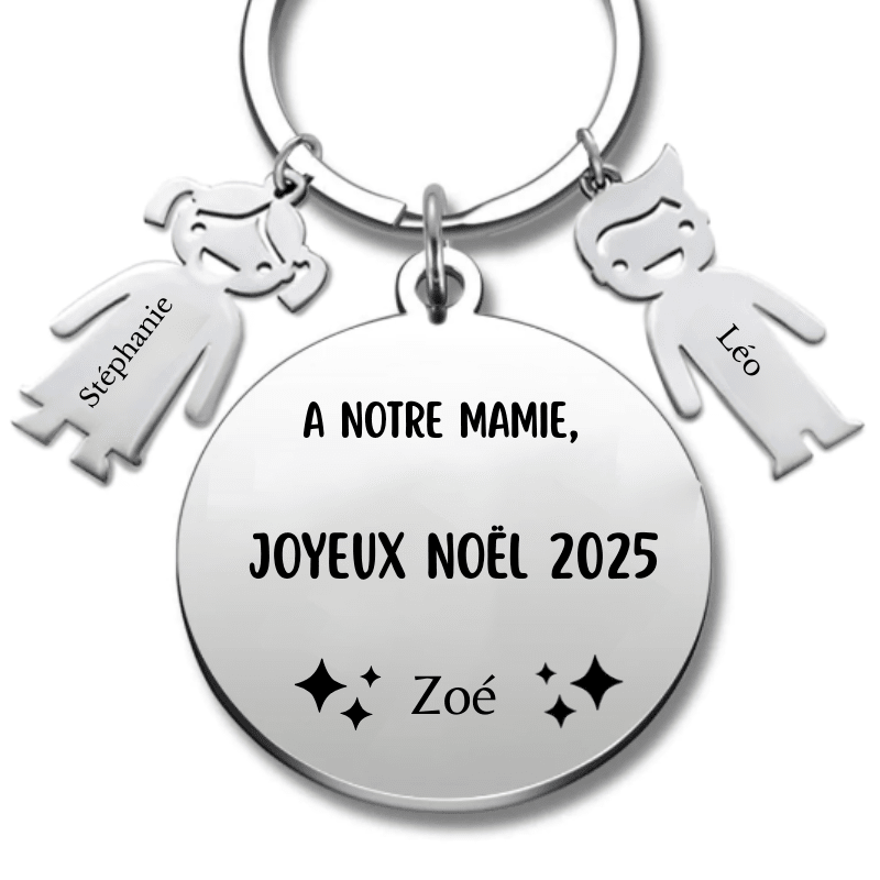 Porte Clé Mamie Personnalisé "Joyeux Noël Mamie" - A personnaliser (Prénom/Age) - Les Bijoux de Marilou