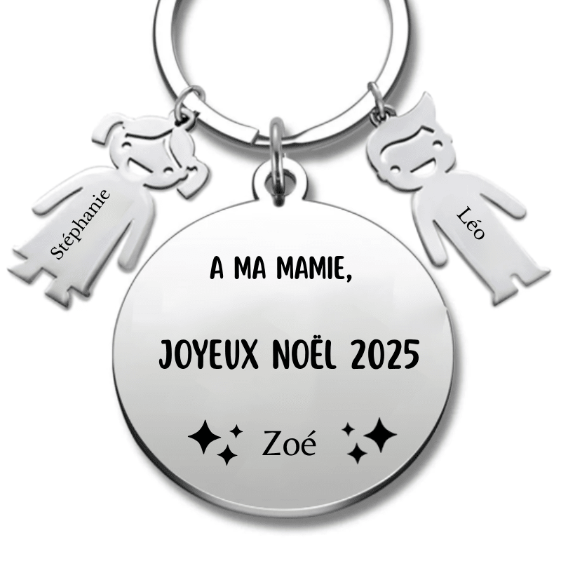 Porte Clé Mamie Personnalisé "Joyeux Noël Mamie" - A personnaliser (Prénom/Age) - Les Bijoux de Marilou