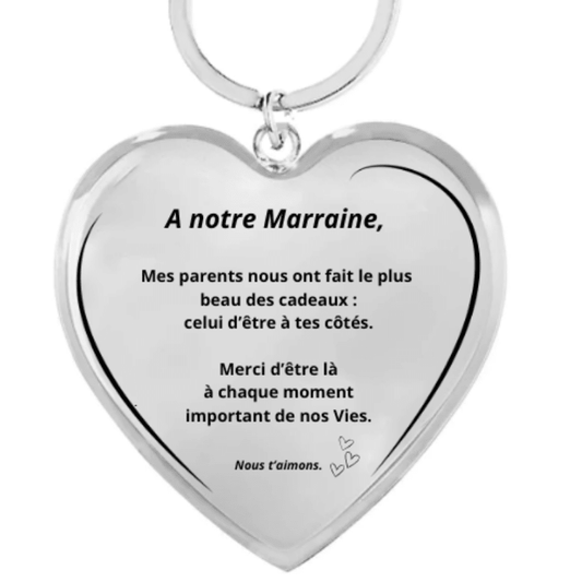 Porte-clé marraine gravé « A notre Marraine », version offerte par plusieurs filleuls - Les Bijoux de Marilou