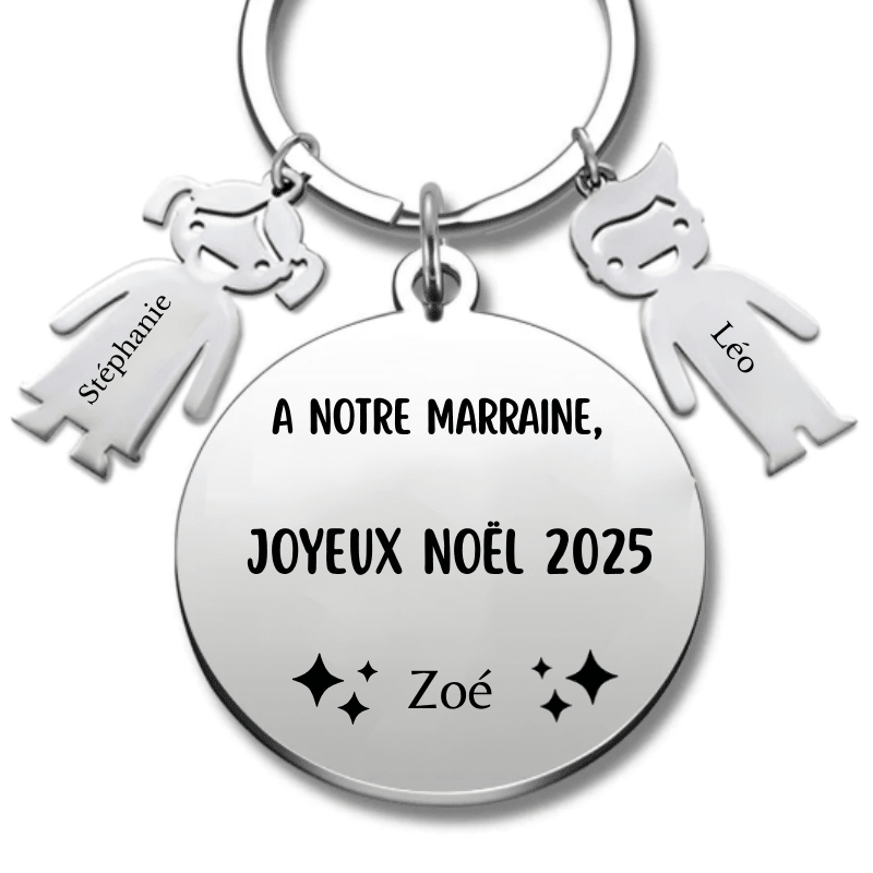 Porte Clé Marraine Personnalisé Joyeux Noël Marraine - Les Bijoux de Marilou