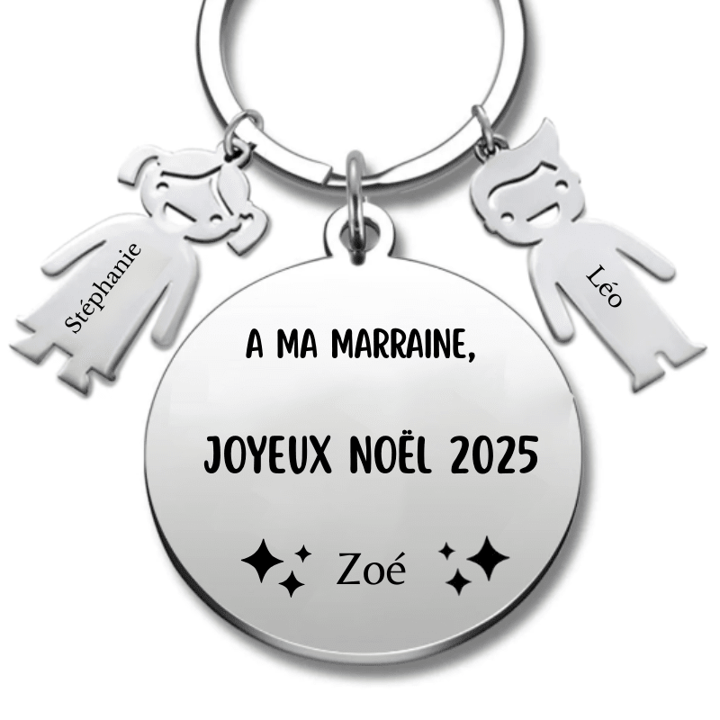 Porte Clé Marraine Personnalisé Joyeux Noël Marraine - Les Bijoux de Marilou
