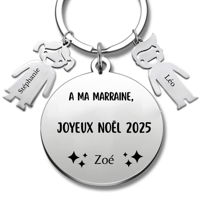 Porte Clé Marraine Personnalisé Joyeux Noël Marraine