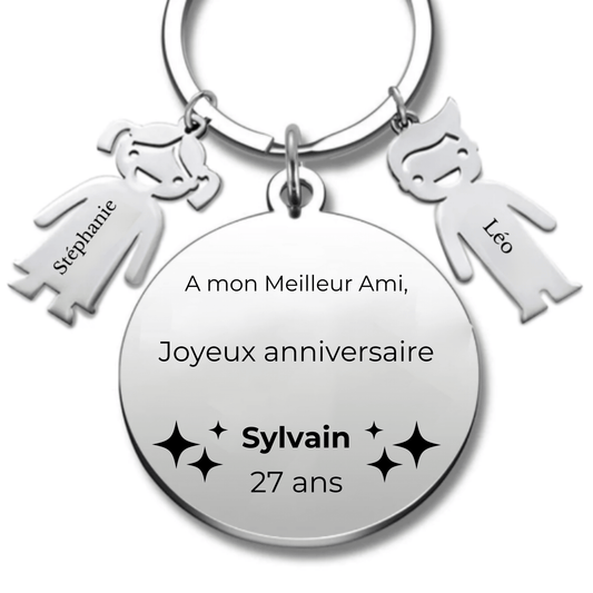 Porte Clé Meilleur Ami Personnalisé Joyeux Anniversaire Meilleur Ami - A personnaliser (Prénom/Age) - Les Bijoux de Marilou
