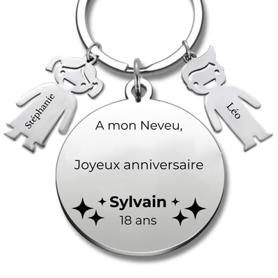 Porte-clé Neveu personnalisé Joyeux Anniversaire mon Neveu - A personnaliser (Prénom/Age)