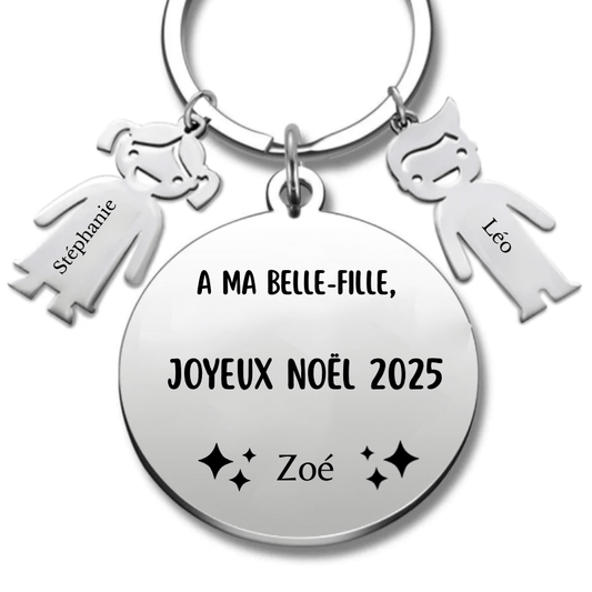 Porte Clé Noël Joyeux Noël à ma Belle Fille - A personnaliser - Les Bijoux de Marilou