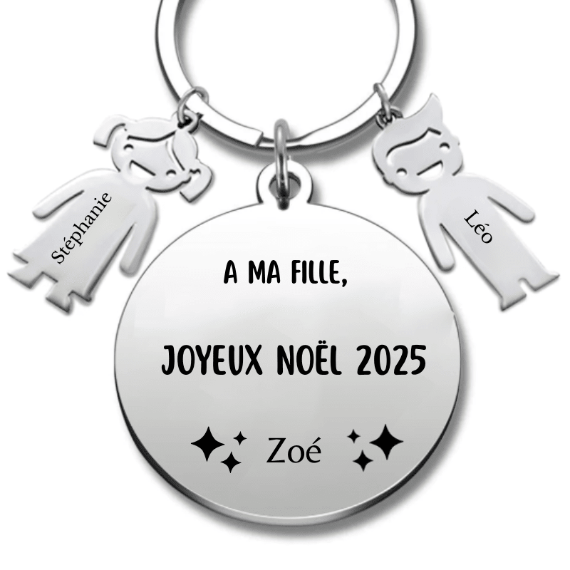 Porte Clé Noël Joyeux Noël à ma Fille - A personnaliser - Les Bijoux de Marilou