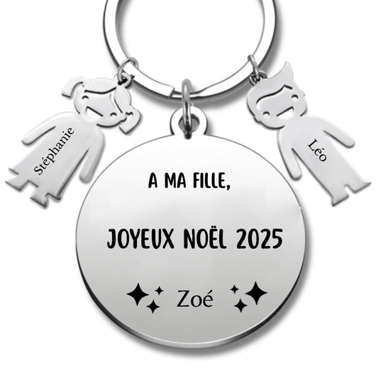 Porte Clé Noël Joyeux Noël à ma Fille - A personnaliser - Les Bijoux de Marilou