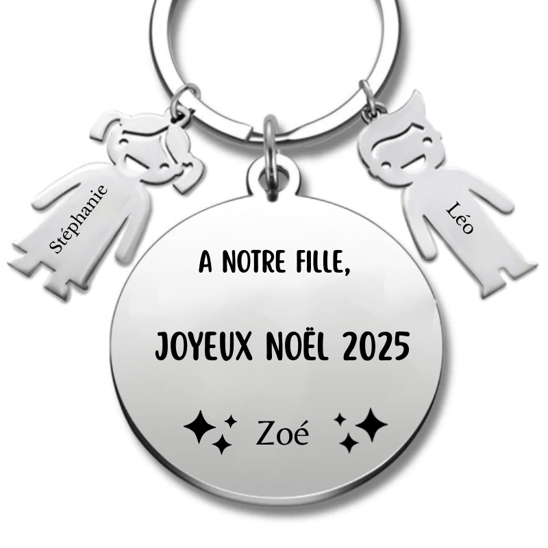Porte Clé Noël Joyeux Noël à ma Fille - A personnaliser - Les Bijoux de Marilou