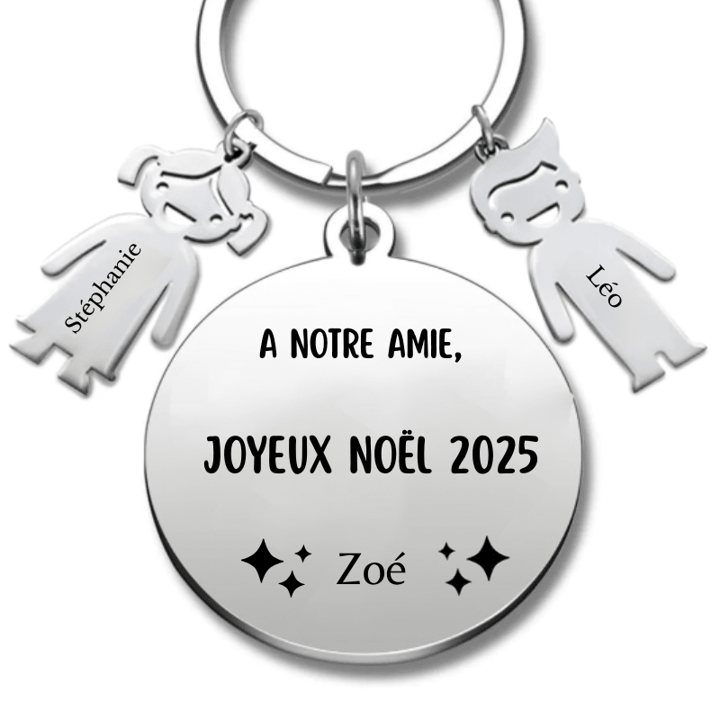 Porte Clé Noël Joyeux Noël Amie - A personnaliser - Les Bijoux de Marilou