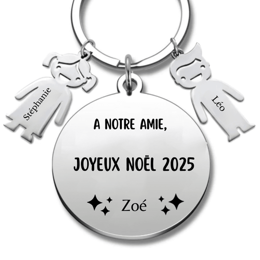 Porte Clé Noël Joyeux Noël Amie - A personnaliser - Les Bijoux de Marilou