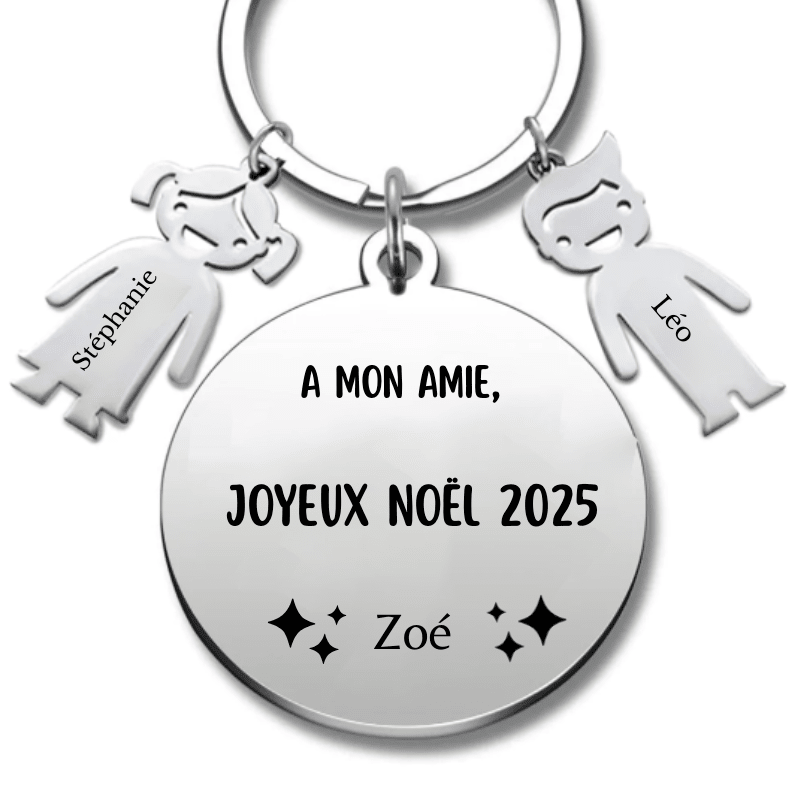 Porte Clé Noël Joyeux Noël Amie - A personnaliser - Les Bijoux de Marilou