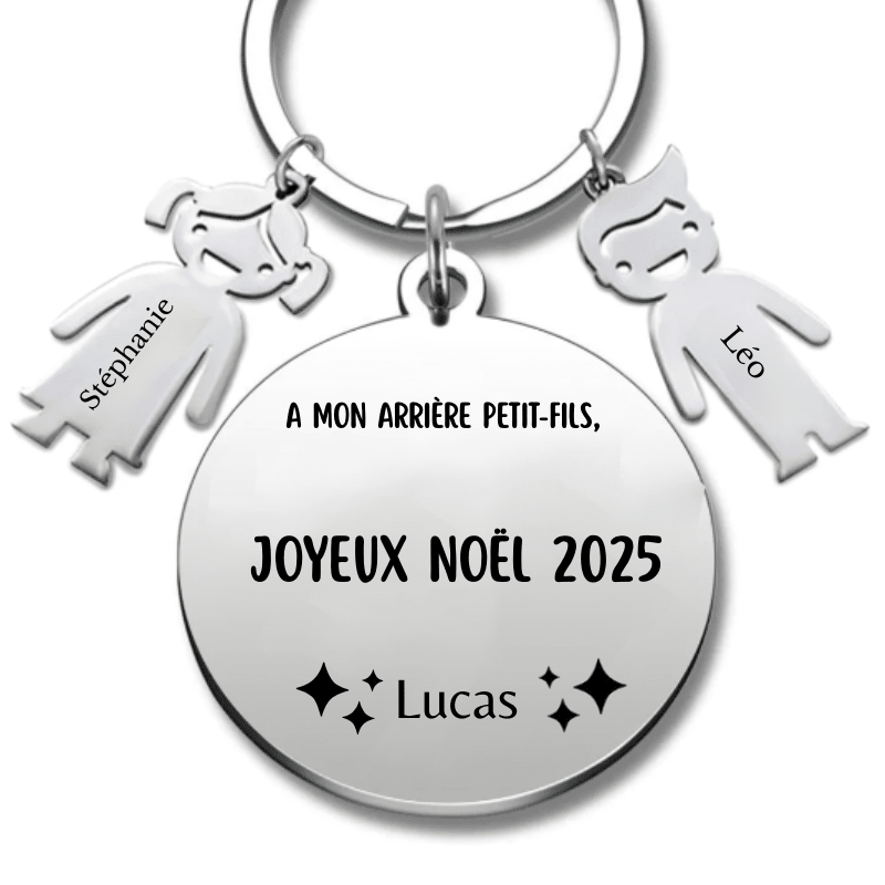 Porte Clé Noël Joyeux Noël Arrière Petit - Fils - A personnaliser - Les Bijoux de Marilou