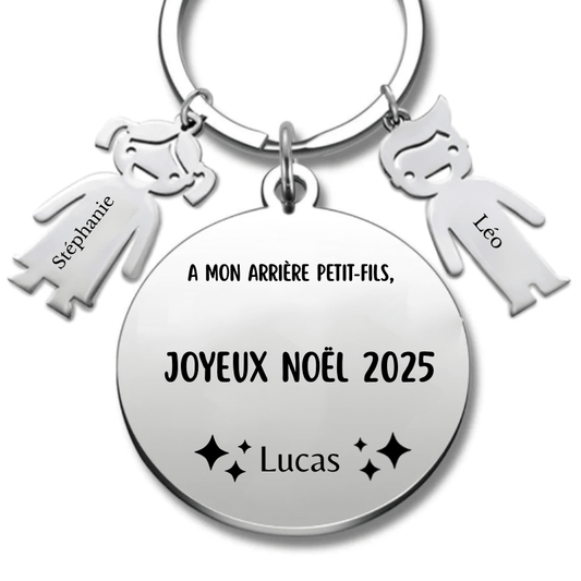 Porte Clé Noël Joyeux Noël Arrière Petit - Fils - A personnaliser - Les Bijoux de Marilou