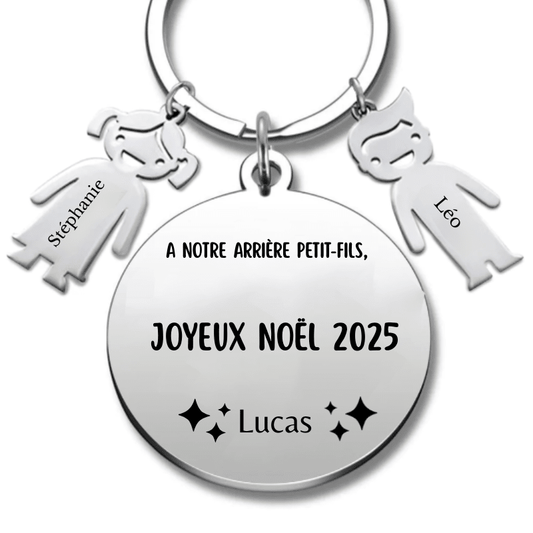 Porte Clé Noël Joyeux Noël Arrière Petit - Fils - A personnaliser - Les Bijoux de Marilou
