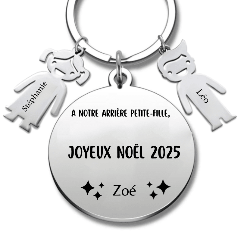 Porte Clé Noël Joyeux Noël Arrière Petite - Fille - A personnaliser - Les Bijoux de Marilou
