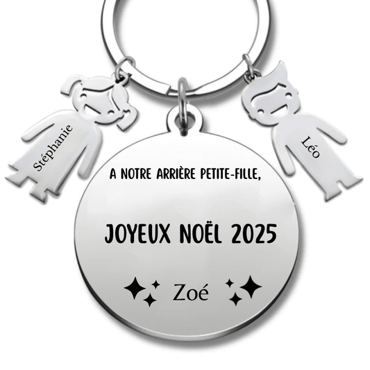 Porte Clé Noël Joyeux Noël Arrière Petite - Fille - A personnaliser - Les Bijoux de Marilou
