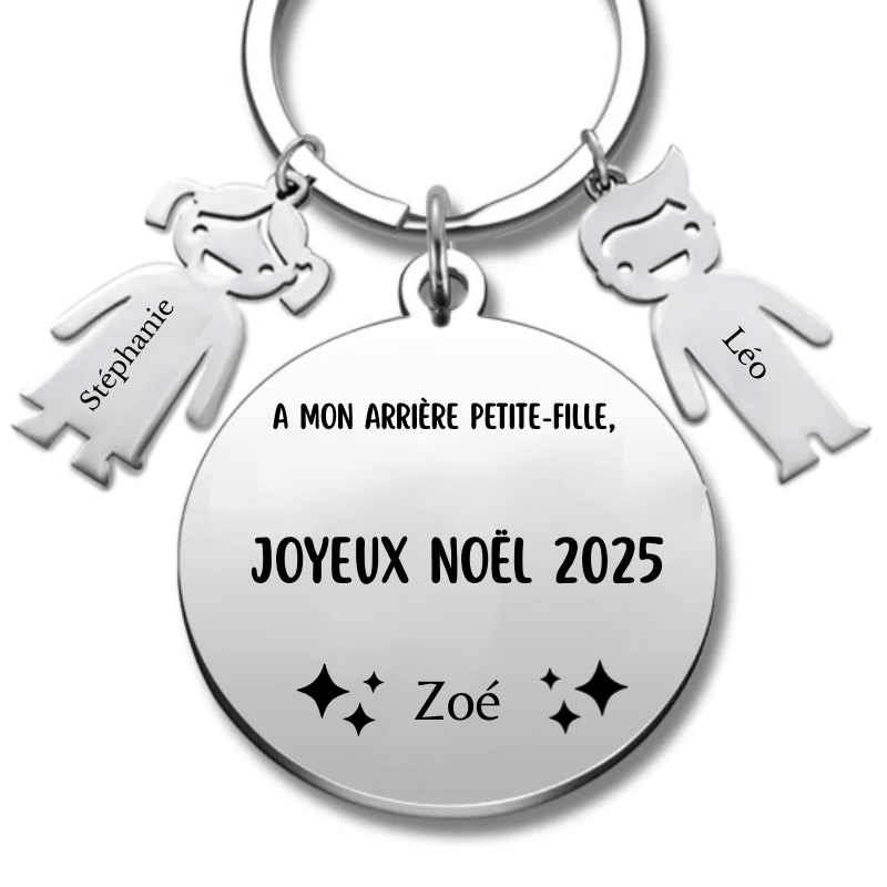 Porte Clé Noël Joyeux Noël Arrière Petite - Fille - A personnaliser - Les Bijoux de Marilou