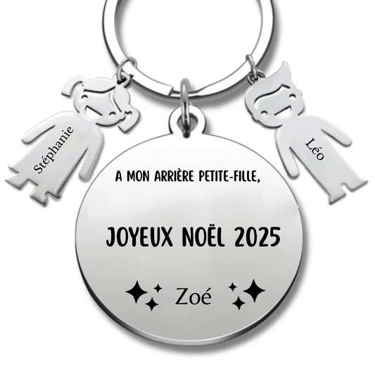 Porte Clé Noël Joyeux Noël Arrière Petite - Fille - A personnaliser - Les Bijoux de Marilou