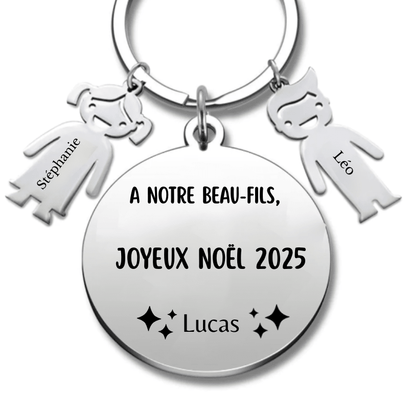 Porte Clé Noël Joyeux Noël Beau - Fils - A personnaliser - Les Bijoux de Marilou