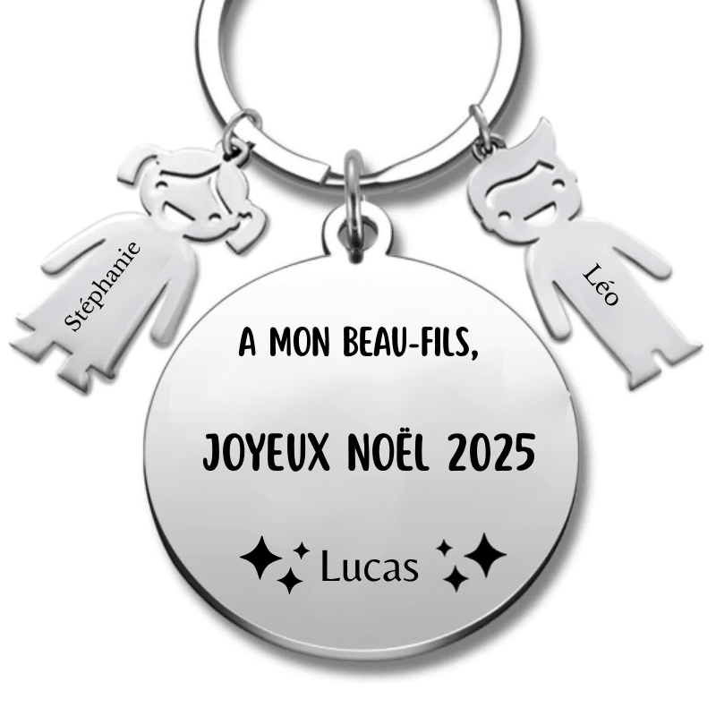 Porte Clé Noël Joyeux Noël Beau - Fils - A personnaliser - Les Bijoux de Marilou
