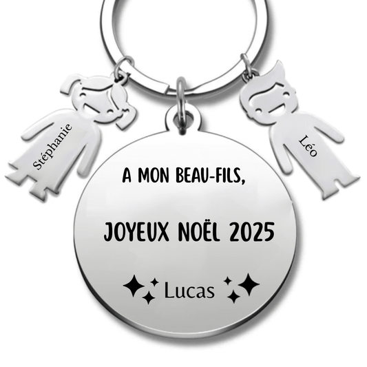 Porte Clé Noël Joyeux Noël Beau - Fils - A personnaliser - Les Bijoux de Marilou