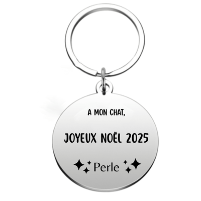 Porte Clé Noël Joyeux Noël Chat - A personnaliser
