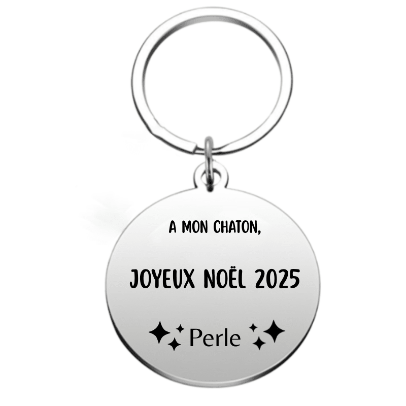 Porte Clé Noël Joyeux Noël Chaton - A personnaliser - Les Bijoux de Marilou