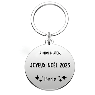 Porte Clé Noël Joyeux Noël Chaton - A personnaliser