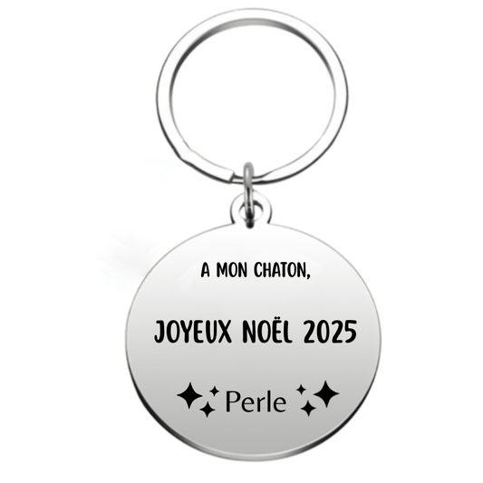 Porte Clé Noël Joyeux Noël Chaton - A personnaliser - Les Bijoux de Marilou