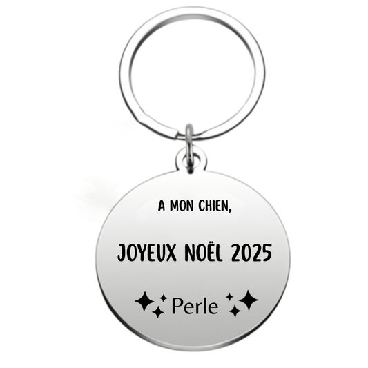 Porte Clé Noël Joyeux Noël Chien - A personnaliser - Les Bijoux de Marilou
