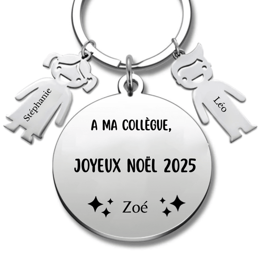 Porte Clé Noël Joyeux Noël Collègue - A personnaliser - Les Bijoux de Marilou
