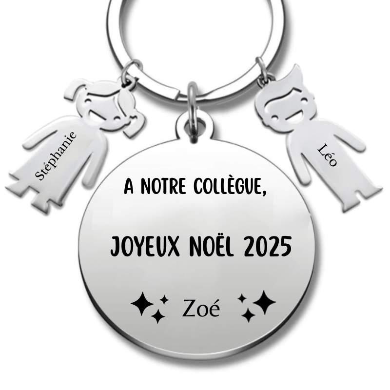 Porte Clé Noël Joyeux Noël Collègue - A personnaliser - Les Bijoux de Marilou