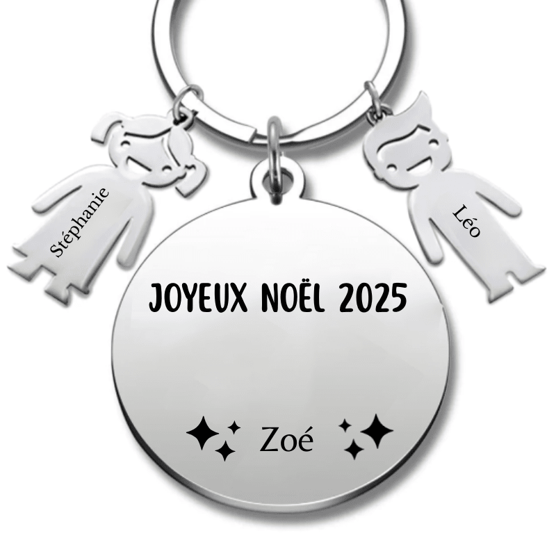 Porte Clé Noël Joyeux Noël Famille - A personnaliser - Les Bijoux de Marilou