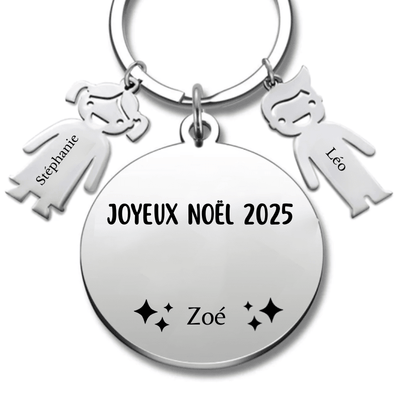 Porte Clé Noël Joyeux Noël Famille - A personnaliser