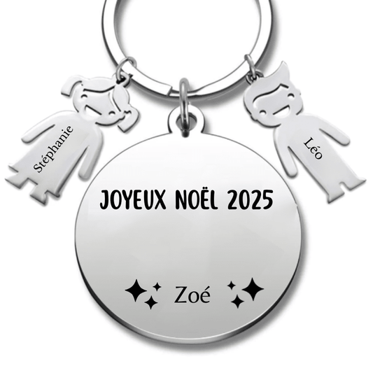 Porte Clé Noël Joyeux Noël Famille - A personnaliser - Les Bijoux de Marilou