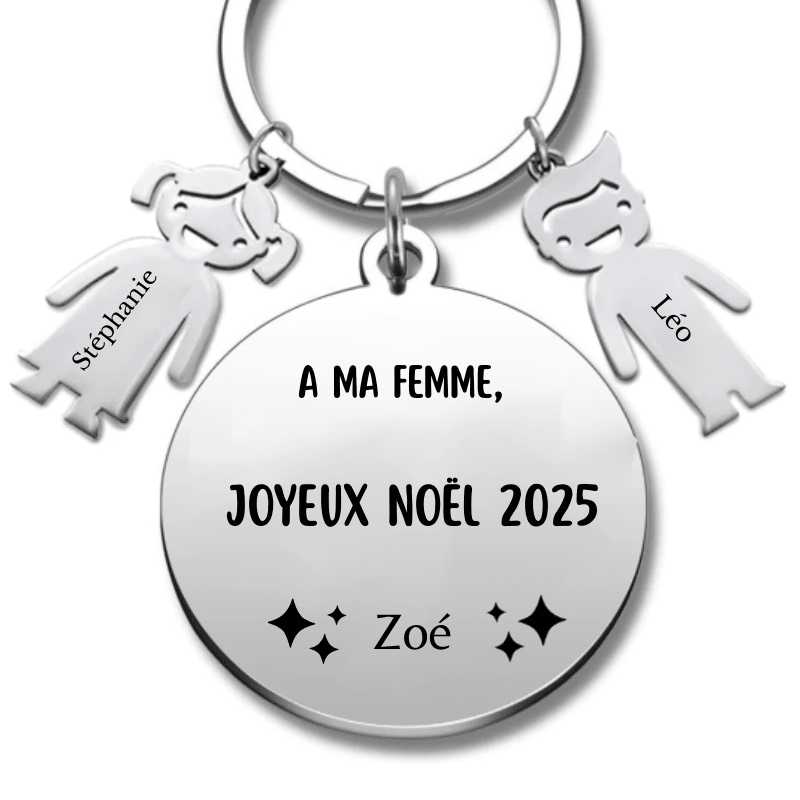 Porte Clé Noël Joyeux Noël Femme - A personnaliser - Les Bijoux de Marilou