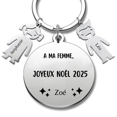 Porte Clé Noël Joyeux Noël Femme - A personnaliser