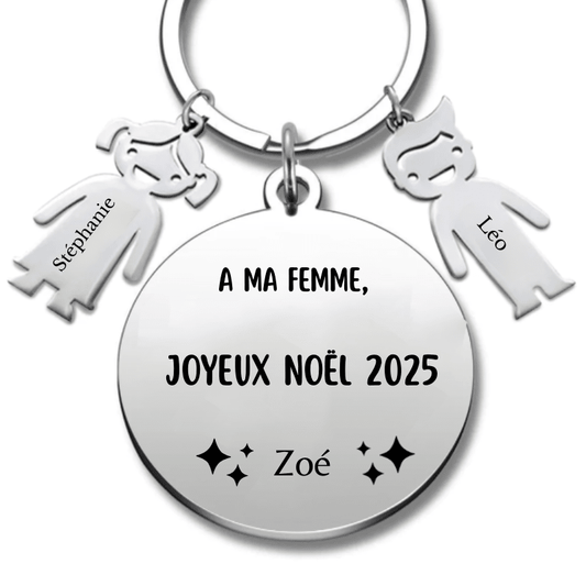 Porte Clé Noël Joyeux Noël Femme - A personnaliser - Les Bijoux de Marilou