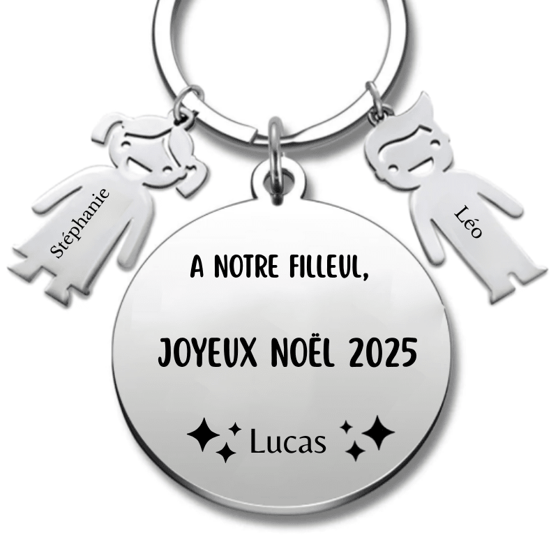 Porte Clé Noël Joyeux Noël Filleul - A personnaliser - Les Bijoux de Marilou