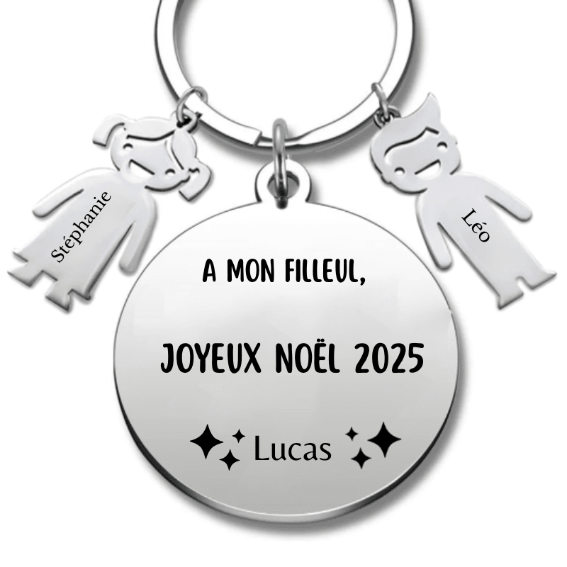 Porte Clé Noël Joyeux Noël Filleul - A personnaliser - Les Bijoux de Marilou