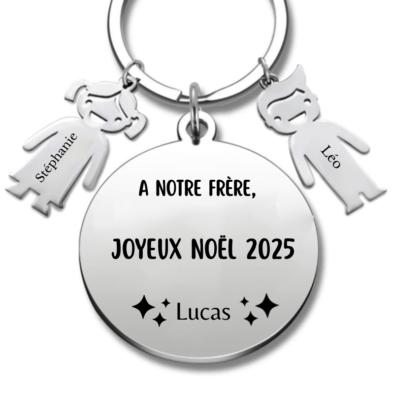 Porte Clé Noël Joyeux Noël Frère - A personnaliser - Les Bijoux de Marilou