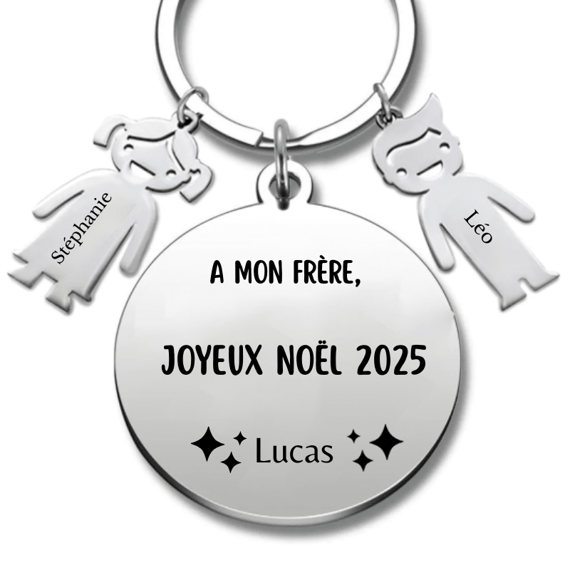 Porte Clé Noël Joyeux Noël Frère - A personnaliser - Les Bijoux de Marilou
