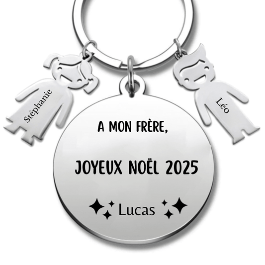 Porte Clé Noël Joyeux Noël Frère - A personnaliser - Les Bijoux de Marilou