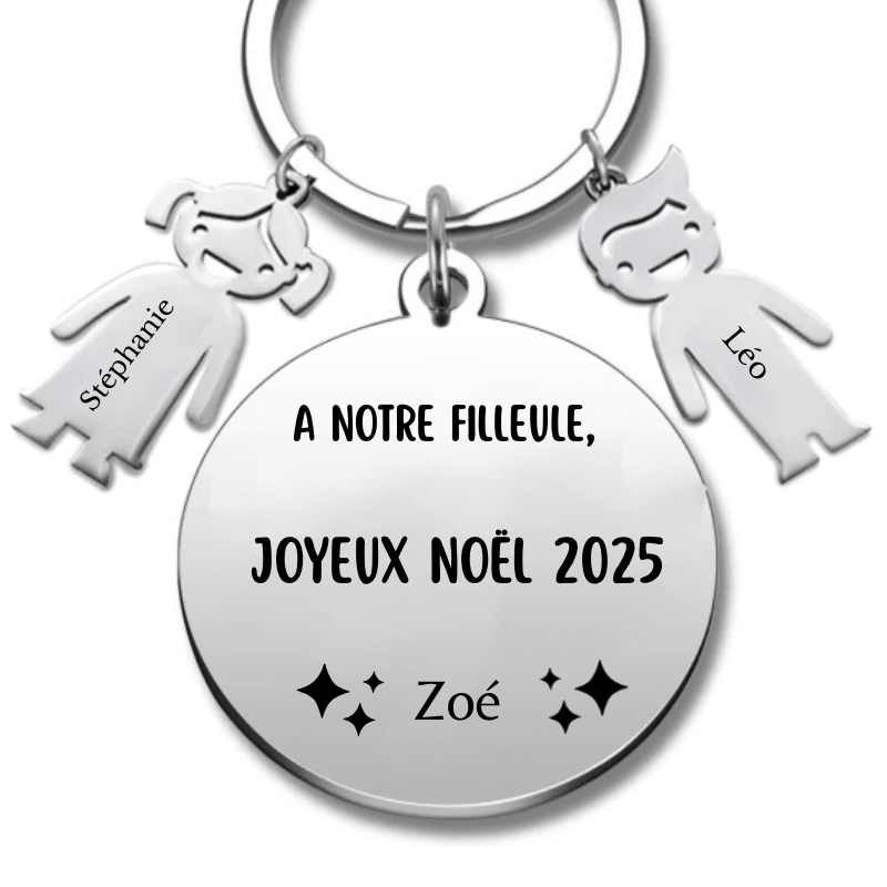 Porte Clé Noël Joyeux Noël ma Filleule - A personnaliser - Les Bijoux de Marilou