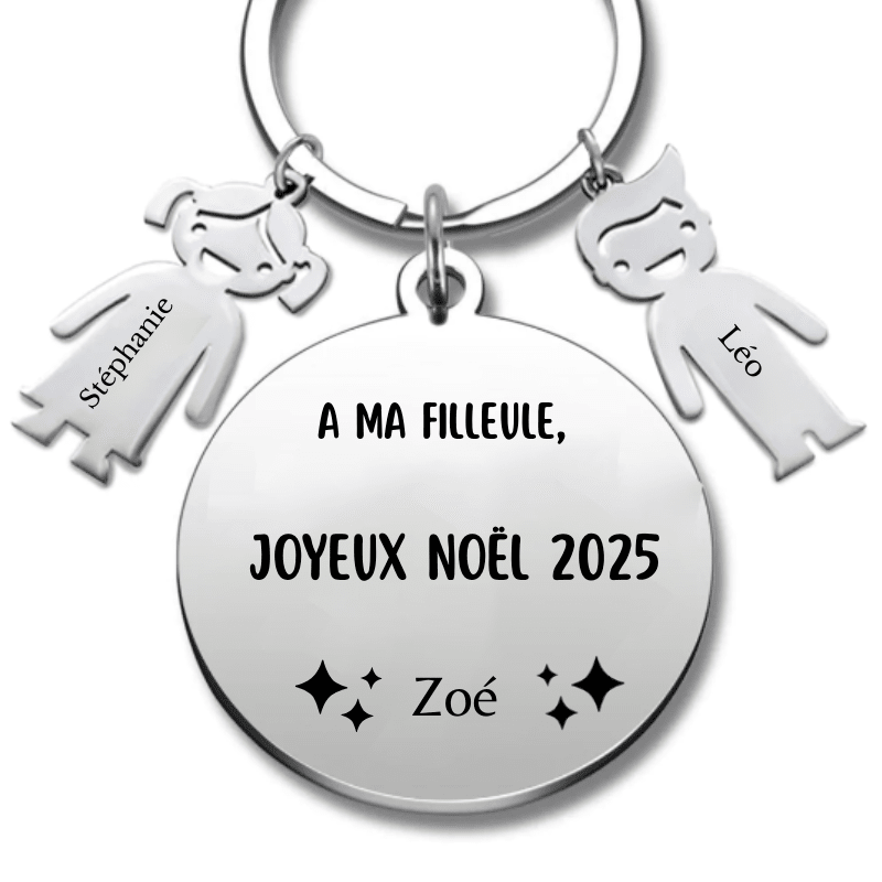 Porte Clé Noël Joyeux Noël ma Filleule - A personnaliser - Les Bijoux de Marilou